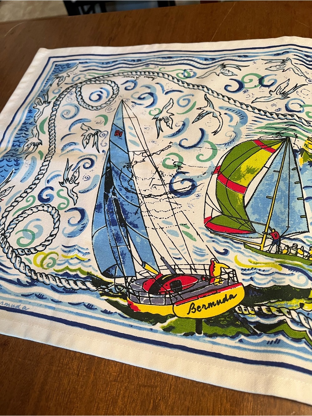 Colorful Nautical Bermuda Wall or Table Runner - Blue, Green, Yellow